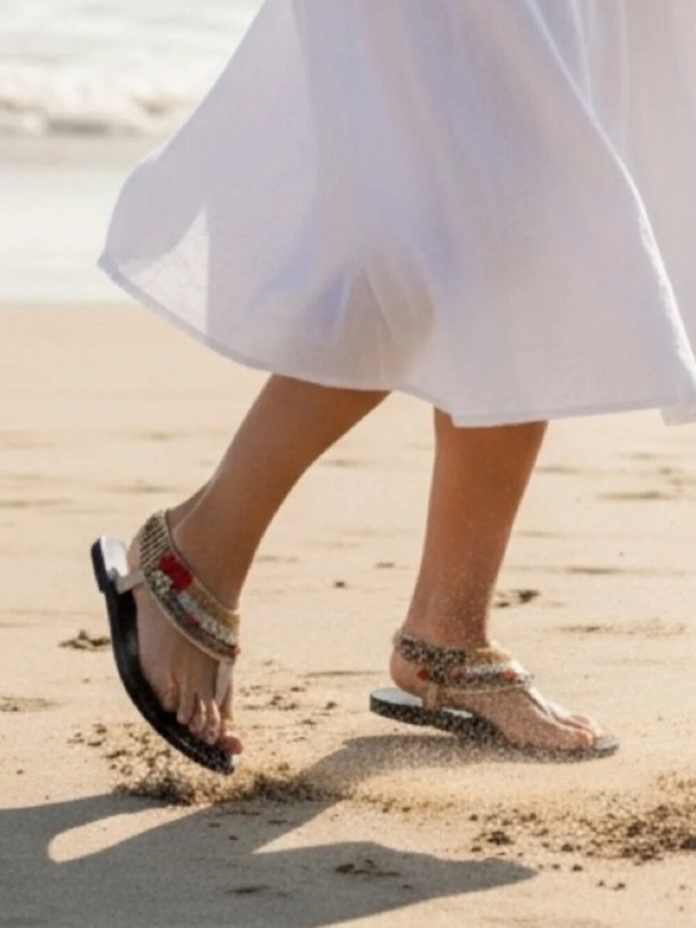 Chocolat Blu Beaded Bohemian Thong Sandals